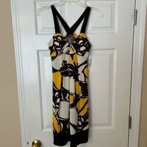 Bison Bisou Yellow, Cream, Brown dress with tags never worn